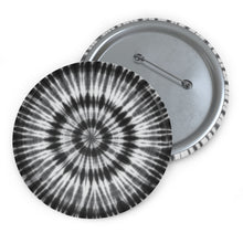 Load image into Gallery viewer, Grey & Black Tie-Dye Bull’s-Eye Pin Button – Modern Monochrome Style Badge