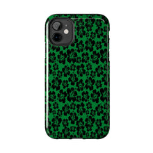 Load image into Gallery viewer, Black Hibiscus on Green iPhone Tough Phone Cases