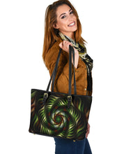 Load image into Gallery viewer, Leather Tote Bag Small Green and Brown Spiral