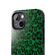 Load image into Gallery viewer, Black Hibiscus on Green iPhone Tough Phone Cases