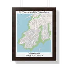 Load image into Gallery viewer, Cane Garden St. Vincent and the Grenadines Map Framed Print Poster, City Map Print Poster, Framed Vertical Poster
