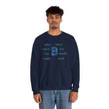 Load image into Gallery viewer, B Alphabet Sweatshirt, Motivational, Alphabet Initial "B", Motivational, Mental Health Unisex Heavy Blend™ Crewneck, Self-affirming Sweatshirt