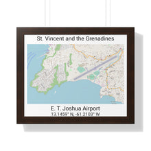 Load image into Gallery viewer, E.T. Joshua Airport St. Vincent and the Grenadines Map Framed Print Poster, City Map Print Poster, Framed Vertical Poster Framed Horizontal Poster