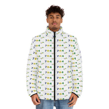 Load image into Gallery viewer, Area Code 784 Men's Puffer Jacket, "784 Vibes" White Puffer Jacket: Style Meets Vincentian Pride