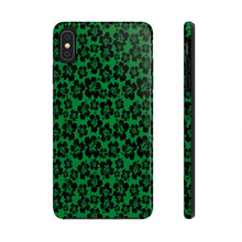 Load image into Gallery viewer, Black Hibiscus on Green iPhone Tough Phone Cases