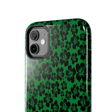 Load image into Gallery viewer, Black Hibiscus on Green iPhone Tough Phone Cases
