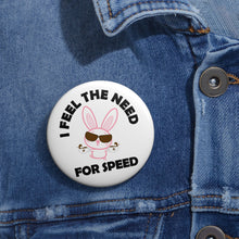 Load image into Gallery viewer, I Feel the Need for Speed Coffee Rabbit Pin – Hyper Bunny Energy Badge