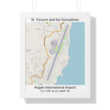 Load image into Gallery viewer, St. Vincent and the Grenadines Argyle International Airport Map Framed Print Poster, City Map Print Poster. Airport Map Print Poster, Road Map Print Poster, Framed Vertical Poster