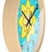 Load image into Gallery viewer, Yellow Lily on Blue Marble Wall Clock, Lotus Flower Wall Clock