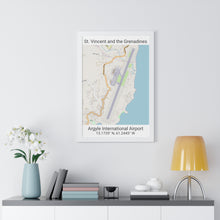 Load image into Gallery viewer, St. Vincent and the Grenadines Argyle International Airport Map Framed Print Poster, City Map Print Poster. Airport Map Print Poster, Road Map Print Poster, Framed Vertical Poster