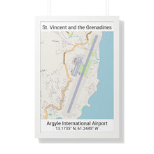 Load image into Gallery viewer, St. Vincent and the Grenadines Argyle International Airport Map Framed Print Poster, City Map Print Poster. Airport Map Print Poster, Road Map Print Poster, Framed Vertical Poster