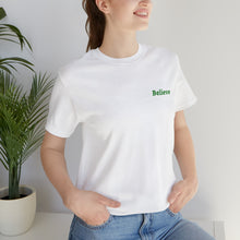 Load image into Gallery viewer, Believe Unisex Jersey Short Sleeve Tee, QR Code T-shirt, Hidden Message t-shirt, Positive T-shirt, Empowering T-shirt, Uplifting Message T-shirt