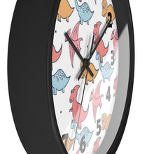 Load image into Gallery viewer, Adorable Prehistoric Dino Party Wall Clock – Cute Pink, Blue & Orange Dinosaurs Wall Clock