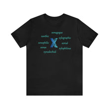 Load image into Gallery viewer, X Alphabet letter t-shirt, Initial Letter X, Optimistic, Mental Health, Self-empowerment, Monogram Unisex Jersey Short Sleeve Tee, Positive T-shirt, Empowering T-shirt, Uplifting Message T-shirt
