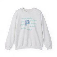 Load image into Gallery viewer, P Alphabet Sweatshirt, Optimistic, Mental Health, Motivational Alphabet Initial "P" Unisex Heavy Blend™ Crewneck Sweatshirt, Self-affirming Sweatshirt