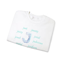 Load image into Gallery viewer, J Alphabet Sweatshirt, Alphabet Initial "J" Unisex Heavy Blend™ Mental Health, Optimistic, Motivational Crewneck Sweatshirt, Self-affirming Sweatshirt