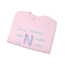 Load image into Gallery viewer, N Alphabet Sweatshirt, Alphabet Initial "N" Unisex Heavy Blend™ Optimistic, Motivational, Mental Health Crewneck Sweatshirt, Self-affirming Sweatshirt