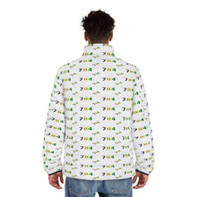 Load image into Gallery viewer, Area Code 784 Men's Puffer Jacket, "784 Vibes" White Puffer Jacket: Style Meets Vincentian Pride