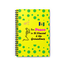 Load image into Gallery viewer, St. Vincent and the Grenadines Praying for Peace Green Spotted Yellow, Spiral Lined Notebook