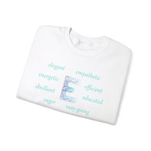 Load image into Gallery viewer, E Alphabet Sweatshirt, Alphabet Initial "E" Unisex Heavy Blend™ Mental Health, Motivational, Optimistic Crewneck Sweatshirt, Self-affirming Sweatshirt
