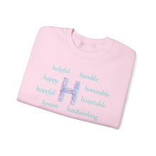 Load image into Gallery viewer, H Alphabet Sweatshirt, Mental Health, Optimistic, Motivational Alphabet Initial "H" Unisex Heavy Blend™ Crewneck Sweatshirt, Self-affirming Sweatshirt