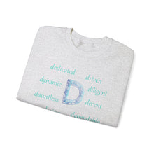 Load image into Gallery viewer, D Alphabet Sweatshirt, Motivational, Alphabet Initial "D" Optimistic, Mental Health Unisex Heavy Blend™ Crewneck Sweatshirt, Self-affirming Sweatshirt