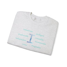 Load image into Gallery viewer, I Alphabet Sweatshirt, Optimistic, Mental Health, Motivational Alphabet Initial "I" Unisex Heavy Blend™ Crewneck Sweatshirt, Self-affirming Sweatshirt