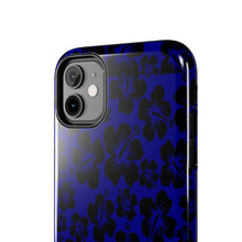 Load image into Gallery viewer, Black Hibiscus on Blue iPhone Tough Phone Cases