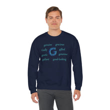 Load image into Gallery viewer, G Alphabet Sweatshirt, Motivational, Optimistic, Alphabet Initial "G", Mental Health Unisex Heavy Blend™ Crewneck Sweatshirt, Self-affirming shirt