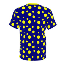 Load image into Gallery viewer, Yellow Spotted Dark Blue Unisex Tee