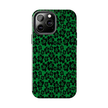 Load image into Gallery viewer, Black Hibiscus on Green iPhone Tough Phone Cases