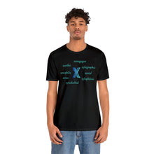 Load image into Gallery viewer, X Alphabet letter t-shirt, Initial Letter X, Optimistic, Mental Health, Self-empowerment, Monogram Unisex Jersey Short Sleeve Tee, Positive T-shirt, Empowering T-shirt, Uplifting Message T-shirt