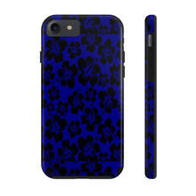 Load image into Gallery viewer, Black Hibiscus on Blue iPhone Tough Phone Cases