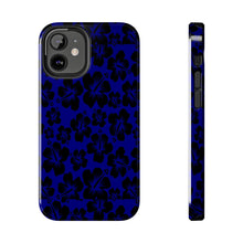 Load image into Gallery viewer, Black Hibiscus on Blue iPhone Tough Phone Cases