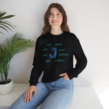 Load image into Gallery viewer, J Alphabet Sweatshirt, Alphabet Initial "J" Unisex Heavy Blend™ Mental Health, Optimistic, Motivational Crewneck Sweatshirt, Self-affirming Sweatshirt