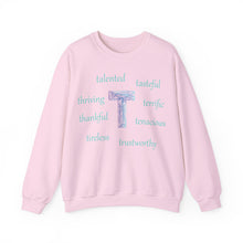 Load image into Gallery viewer, T Alphabet Sweatshirt, Alphabet Initial "T", Mental Health, Motivational, Optimistic Unisex Heavy Blend™ Crewneck Sweatshirt, Self-affirming Sweatshirt