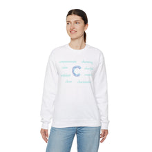 Load image into Gallery viewer, C Alphabet Sweatshirt, Alphabet Initial "C" Unisex Heavy Blend™ Crewneck Optimistic, Motivational, Mental Health Sweatshirt, Self-affirming Sweatshirt