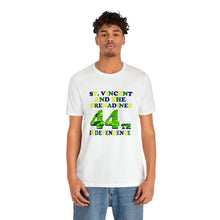 Load image into Gallery viewer, St. Vincent and the Grenadines 44th Independence Day, National Colors Unisex Jersey Short Sleeve Tee