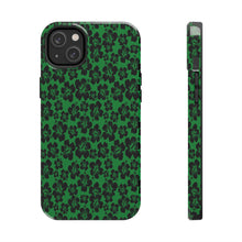 Load image into Gallery viewer, Black Hibiscus on Green iPhone Tough Phone Cases