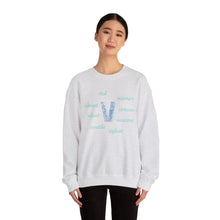 Load image into Gallery viewer, V Alphabet Sweatshirt, Mental Health, Optimistic, Motivational Alphabet Initial "V" Unisex Heavy Blend™ Crewneck Sweatshirt, Self-affirming Sweatshirt
