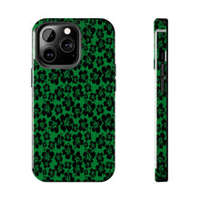 Load image into Gallery viewer, Black Hibiscus on Green iPhone Tough Phone Cases