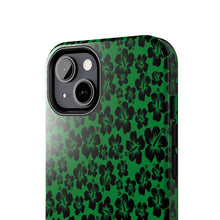 Load image into Gallery viewer, Black Hibiscus on Green iPhone Tough Phone Cases