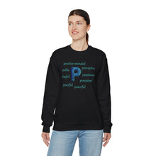 Load image into Gallery viewer, P Alphabet Sweatshirt, Optimistic, Mental Health, Motivational Alphabet Initial "P" Unisex Heavy Blend™ Crewneck Sweatshirt, Self-affirming Sweatshirt