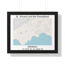 Load image into Gallery viewer, Framed map poster of Edinboro in St. Vincent and the Grenadines