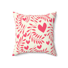 Load image into Gallery viewer, Spun Polyester Pink Hearts Square Pillow - Thanks For Your Love Mom
