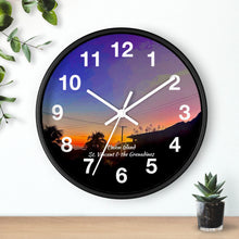 Load image into Gallery viewer, Union Island Sunset Wall Clock, Union Island St. Vincent and the Grenadines Sunset Wall Clock