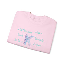 Load image into Gallery viewer, K Alphabet Sweatshirt, Alphabet Initial "K" Motivational, Mental Health, Optimistic, Unisex Heavy Blend™ , Self-affirming Sweatshirt