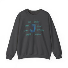 Load image into Gallery viewer, J Alphabet Sweatshirt, Alphabet Initial "J" Unisex Heavy Blend™ Mental Health, Optimistic, Motivational Crewneck Sweatshirt, Self-affirming Sweatshirt