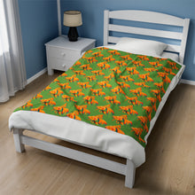 Load image into Gallery viewer, Goldfish Velveteen Plush Blanket (Green)