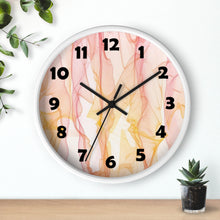 Load image into Gallery viewer, Pastel Wisps Wall Clock, Pink and Orange Wave Wall Clock